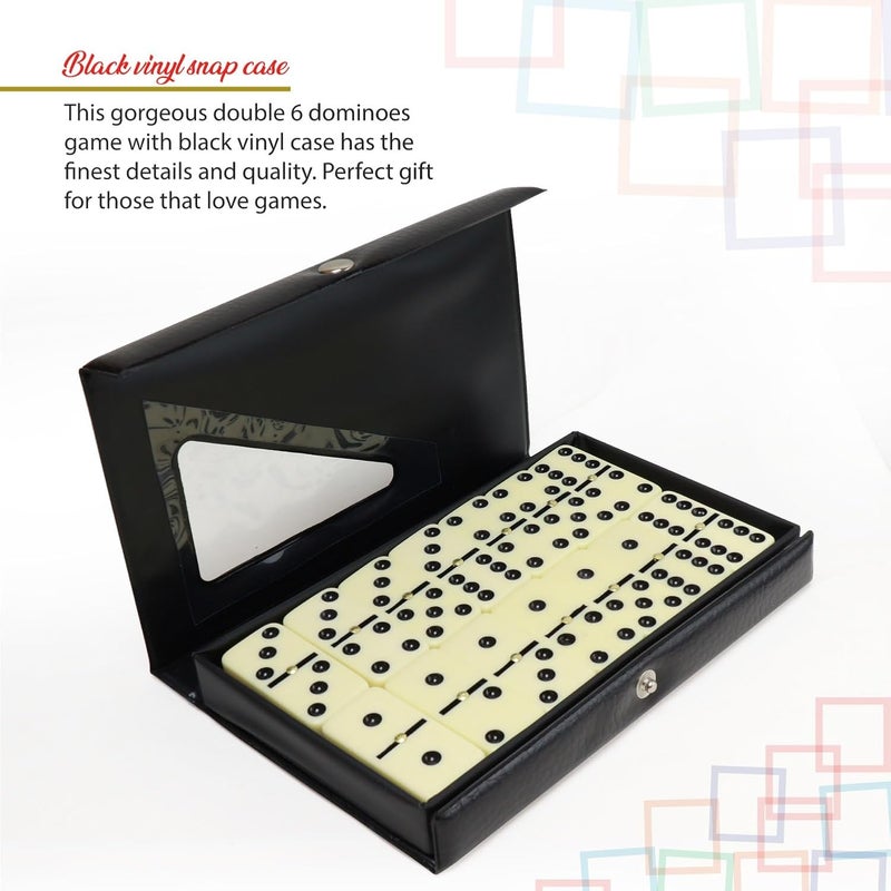 ERLLE - Premium Double 6 Dominoes Set, Classic Domino Game with Vinyl Case, Tiles for Adults & Kids, Mexican Train & Family Game Night - Image 5